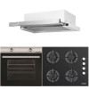 Pachet Incorporabil Cuptor electric Hausberg HB-8051IN, Clasa A, 76L, 2000W, Negru/Inox, Plita incorporabila HB-567NG, Gaz, 4 arzatoare, fonta, Sticla, Hota incorporabila telescopica HB-1285IN, Putere de absorbtie 420 m3/h, 2 motoare, 60 cm, Alb
