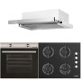 Pachet Incorporabil Cuptor electric Hausberg HB-8051IN, Clasa A, 76L, 2000W, Negru/Inox, Plita incorporabila HB-567NG, Gaz, 4 arzatoare, fonta, Sticla, Hota incorporabila telescopica HB-1285IN, Putere de absorbtie 420 m3/h, 2 motoare, 60 cm, Alb