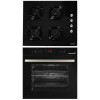 Pachet Incorporabil Hausberg Cuptor electric HB-8054NG, Clasa A, 71L, 2225W, Negru, Plita Incorporabila HB-563NG, 4 arzatoare, Gaz, Sticla, Negru
