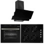 Pachet incorporabil HAUSBERG cuptor electric HB-8054NG, Clasa A, 71L, 2225W, sticla termoizolant, termostat, timer, 7 functii, ventilatie, Plita HB-563, Gaz, 4 arzatoare, Sticla, Hota decorativa HB-1805NG, 60 cm, 450m3/h, Filtru aluminiu, Negru