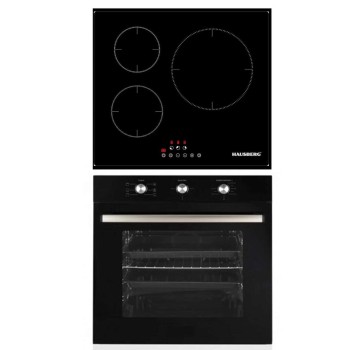 Pachet incorporabil Cuptor Hausberg HB-8053NG, Electric, Putere 2225 W, 71 l, 6 Functii, Ventilatie, Timer, Clasa A,  Plita incorporabila Hausberg HB1530, Electrica, Inductie, 3 zone de gatit, PowerBoost, 60 cm, Negru