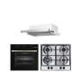 Pachet incorporabil HAUSBERG Cuptor electric HB-8054NG, Capacitate 71L, 2225W, 7 functii, convectie, plita gaz HB-555, 4 arzatoare, hota telescopic HB-1285IN, 420 m3/h absorbtie, 2 motoare, Negru-Inox