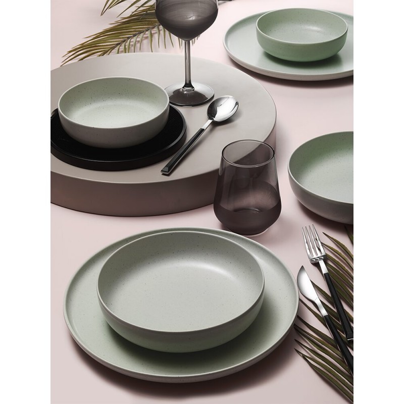 Serviciu de masa Moderna Colore Matte, 24 piese, 6 persoane, portelan, verde mat, kutahya porselen