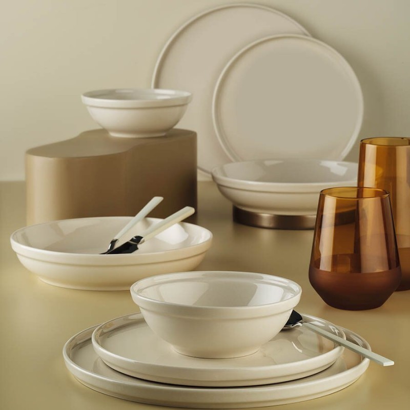 Serviciu de masa FIT-C, 24 piese, 6 persoane, portelan, crem, kutahya porselen