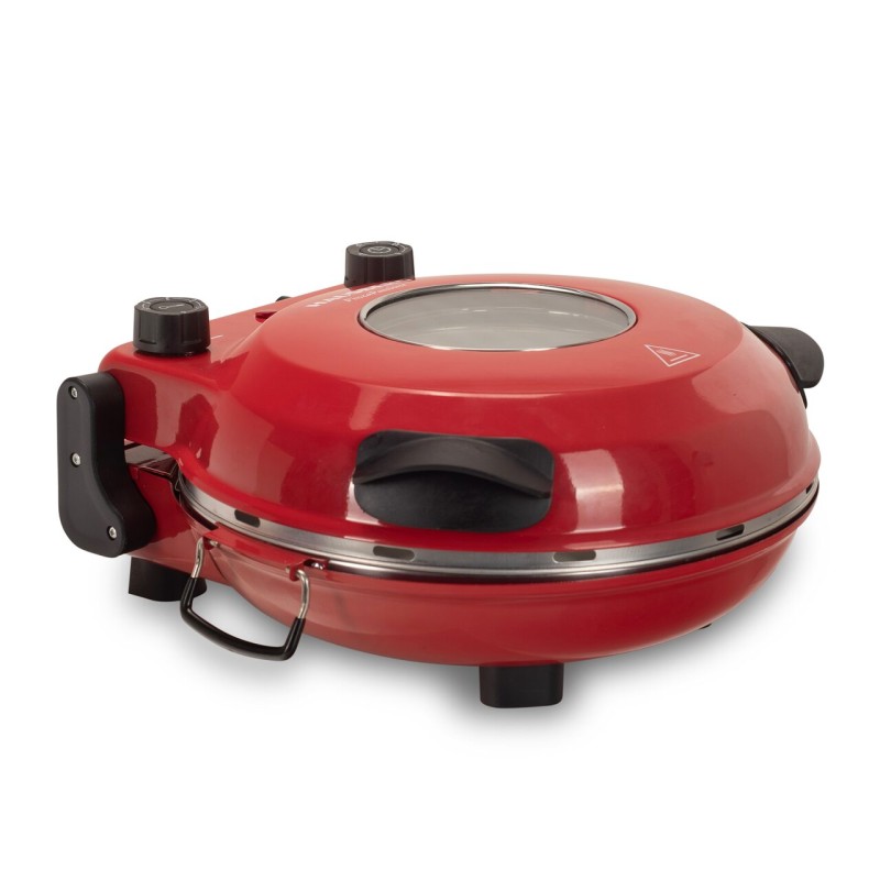 Cuptor special pentru pizza XL HAUSBERG HB-675RS cu suprafata de coacere din piatra, termoregulator pana la 405° C, Rosu