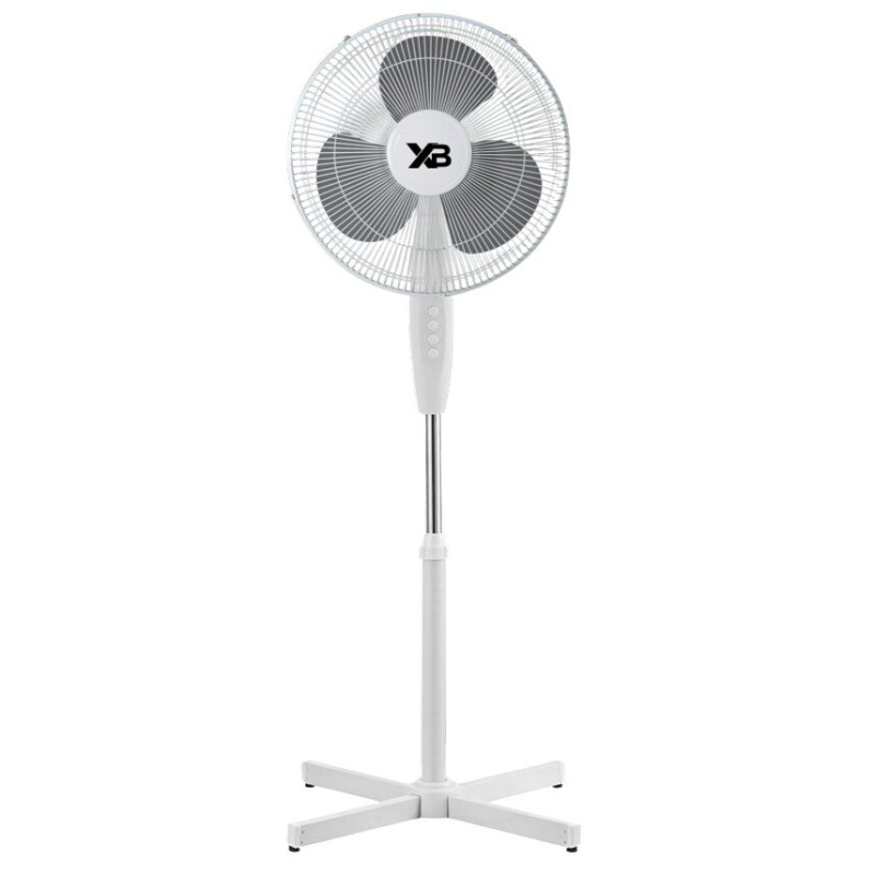 Ventilator cu picior Hausberg XB-110, 45W, 16 inch, 3 viteze, oscilatie, inaltime reglabila, alb