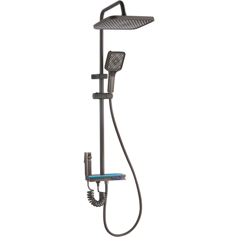 Set dus cu Afisaj Digital Freddo SN-5020NG, 4 Setari Dus, Efect de Ploaie, Metal-Zinc, Gri