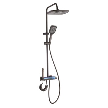 Set dus cu Afisaj Digital Freddo SN-5024NG, 4 Setari Dus, Pulverizator dus Detasabil, Efect de Ploaie, Metal-Zinc, Gri