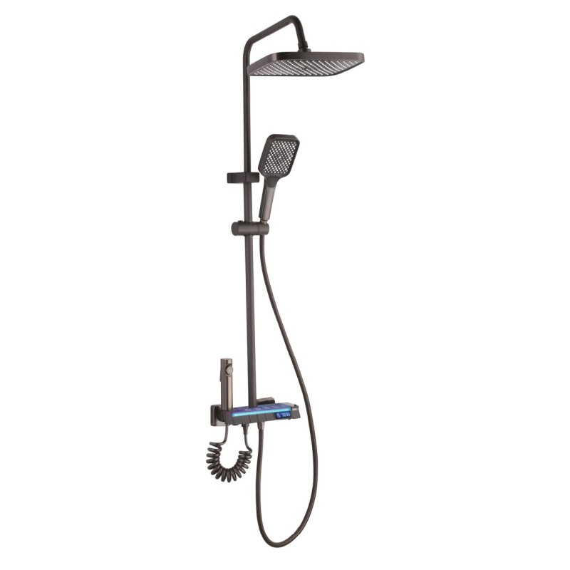 Set dus cu Afisaj Digital Freddo SN-5024NG, 4 Setari Dus, Pulverizator dus Detasabil, Efect de Ploaie, Metal-Zinc, Gri