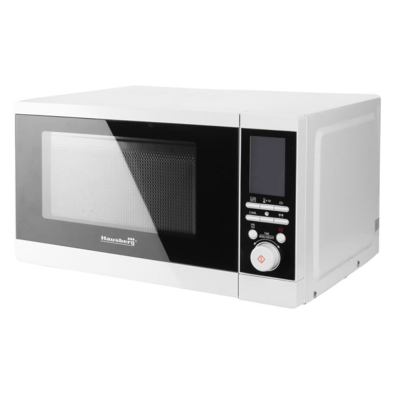Cuptor cu microunde Hausberg HB-8007, 20 l, 800 W, Digital, Grill, Sistem siguranta pentru copii, Alb