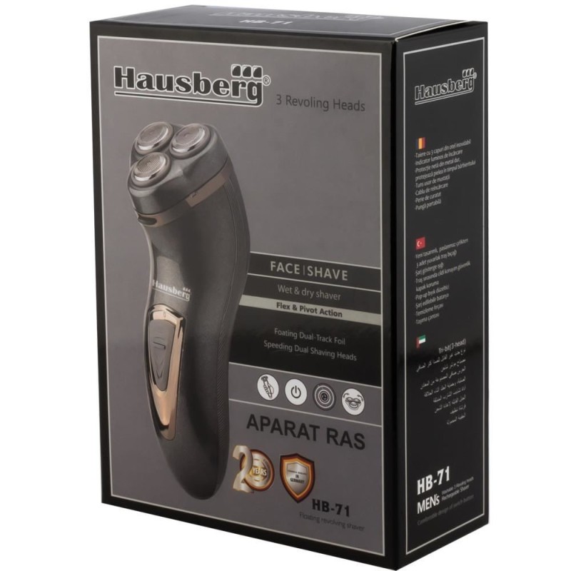 Aparat de ras Hausberg HB-71,1,5W,  model nou tri-bit cu folii din inox, 220 V