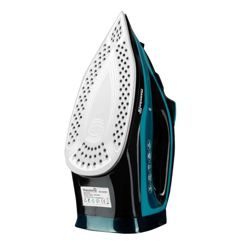Fier de Calcat Hausberg HB-7840VR, Ceramic, autocuratare, anticalcar, 300ml, 2400-2800W, Negru/Verde