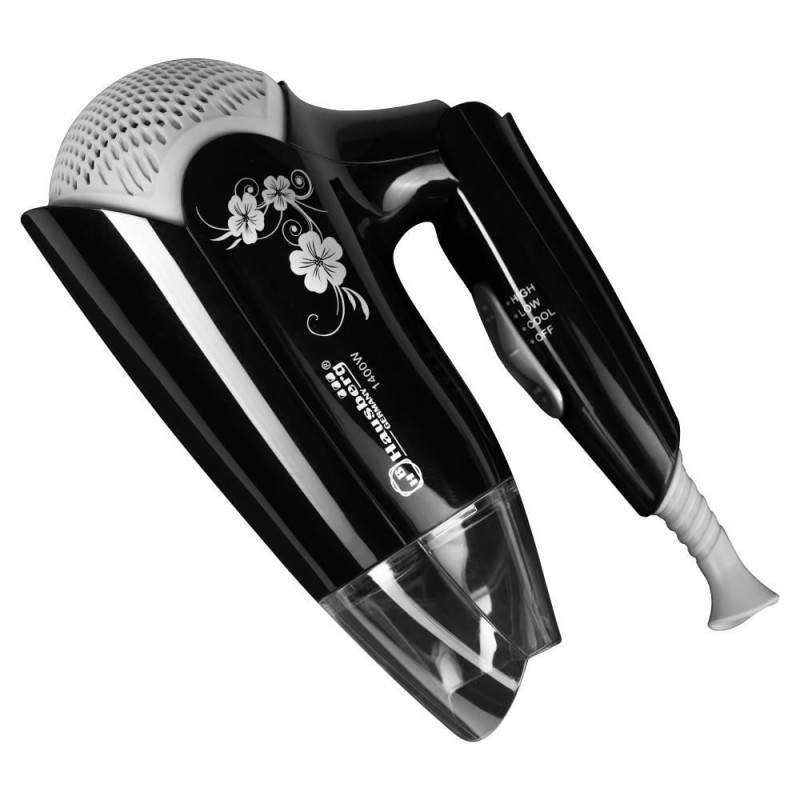 Uscator de par Hausberg HB25NG cu concentrator flux de aer, 1400W, maner pliabil, Negru