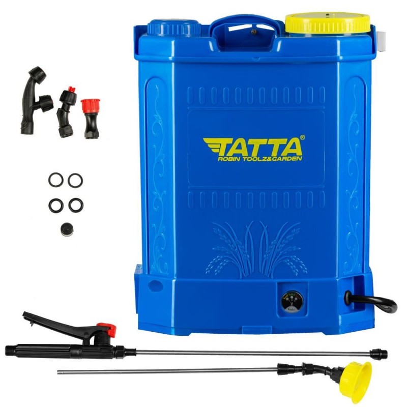 Pompa pentru stropit (vermorel) Tatta TP-2022A, cu acumulator, 12V 8Ah, incarcator 1 A, motor 3.6 lpm, rezervor tip rucsac, 20 l