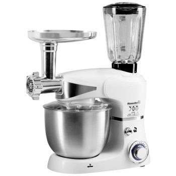 Robot de bucatarie multifunctional All-in-one Hausberg HB-7605AB, 1000 W, mixer/blender/tocat carne, Alb