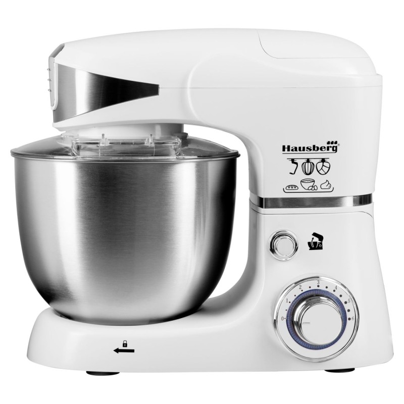 Robot de bucatarie multifunctional All-in-one Hausberg HB-7605AB, 1000 W, mixer/blender/tocat carne, Alb