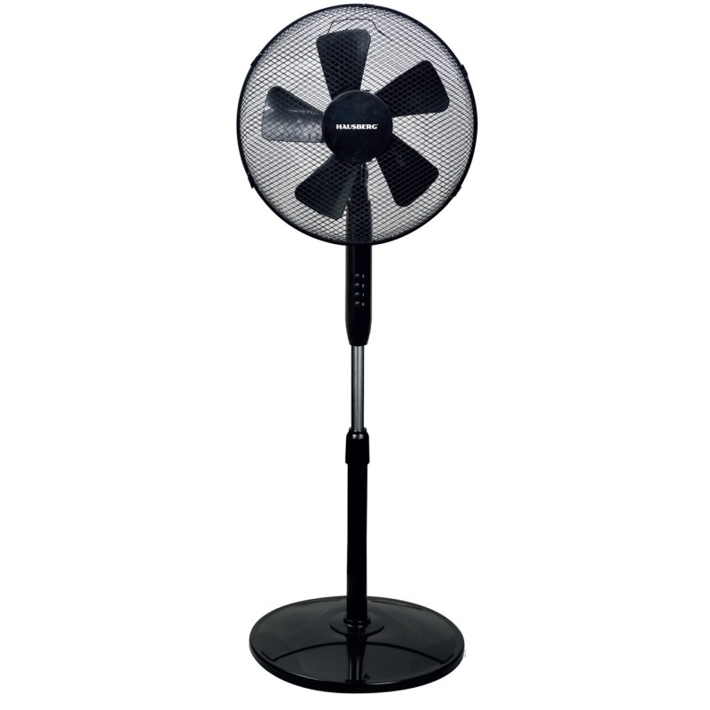 Ventilator cu picior Hausberg HB-5200 Speed, 40W-55W, 40 cm, 3 viteze, timer 1-2 ore, oscilatie, inaltime reglabila, negru