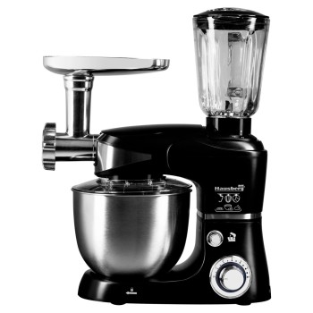 Robot de bucatarie multifunctional All-in-one Hausberg HB-7605, 1000 W, mixer/blender/tocat carne, Negru