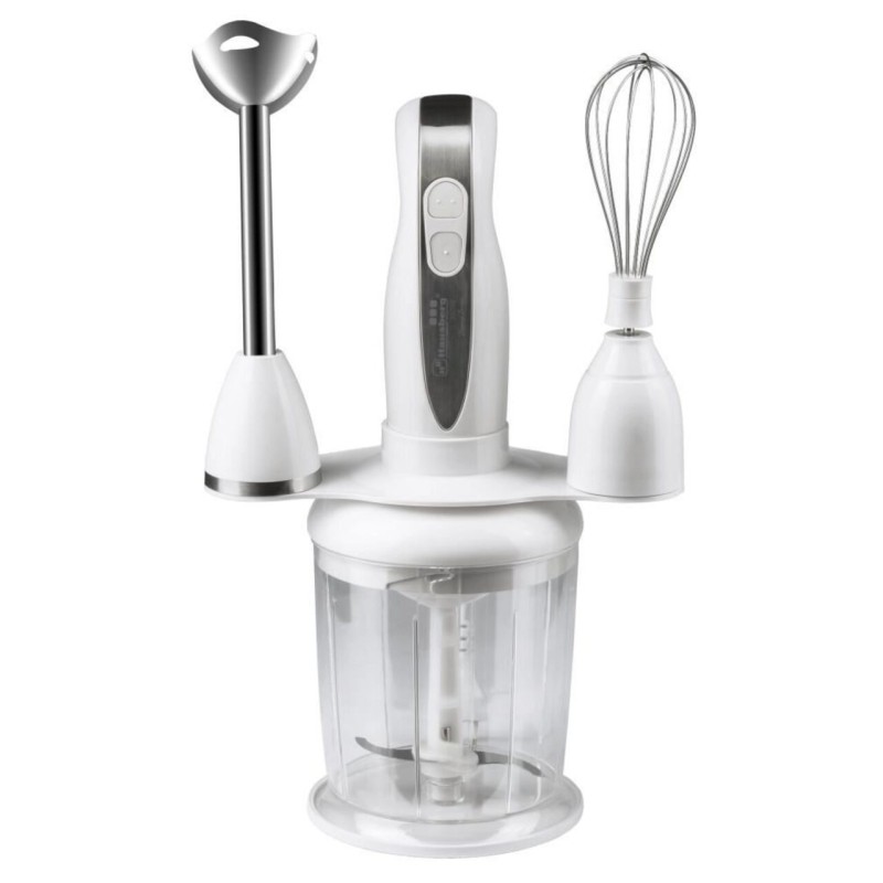Blender 4 in 1, Hausberg HB-7666AB, 2 viteze, motor cupru, lama din inox, 350W, Alb