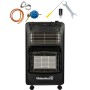 Pachet Soba pe gaz GPL (butelie) si electric Hausberg HB-1020NG, aprindere piezo-electrica, 4.2kW, Negru, Ceas butelie, 1m furtun gaz MN2015 si 2 coliere furtun