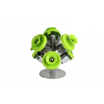 Set 6 Recipiente din Plastic pentru Condimente, Ertone MN402, 6 recipiente, Capace Silicon