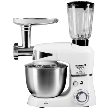 Robot de bucatarie multifunctional All-in-one Hausberg HB-7605AB, 1000 W, mixer/blender/tocat carne, Alb