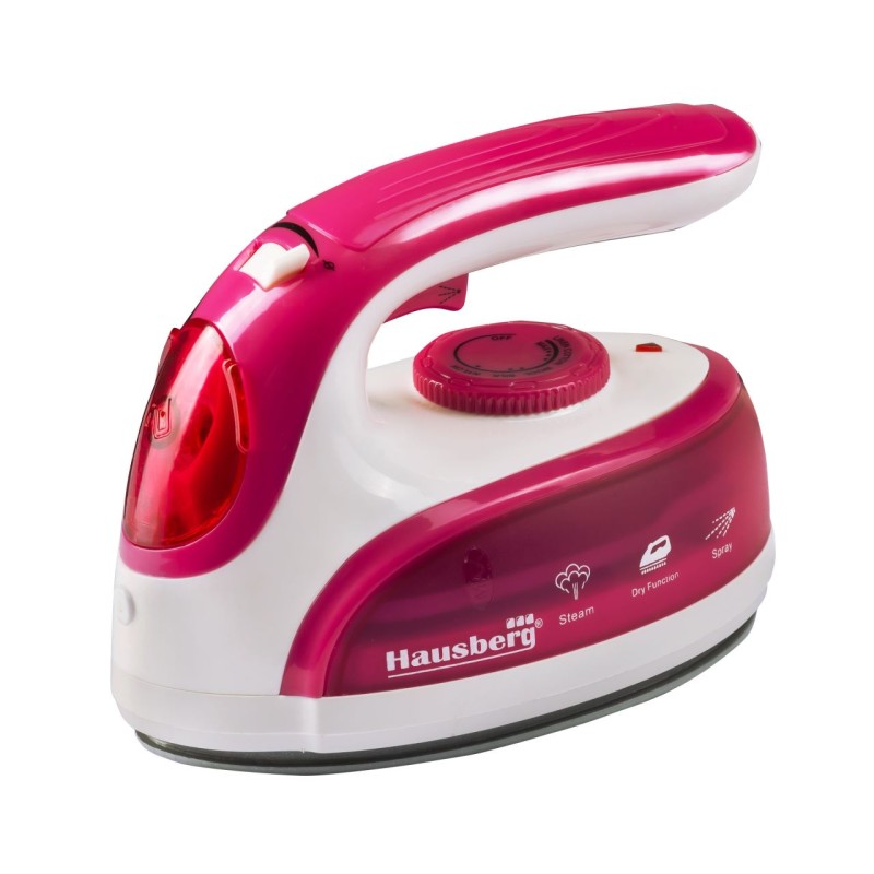 Fier calcat de voiaj Hausberg HB-7910RS, 800-1000W, rezervor de apa 50ml, Rosu-Alb