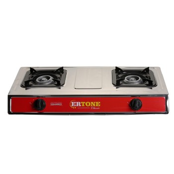 Aragaz cu 2 ochiuri Ertone MN204PRM, Aprindere piezo cu sistem de protective, GPL Butelie, Emailat, Inox