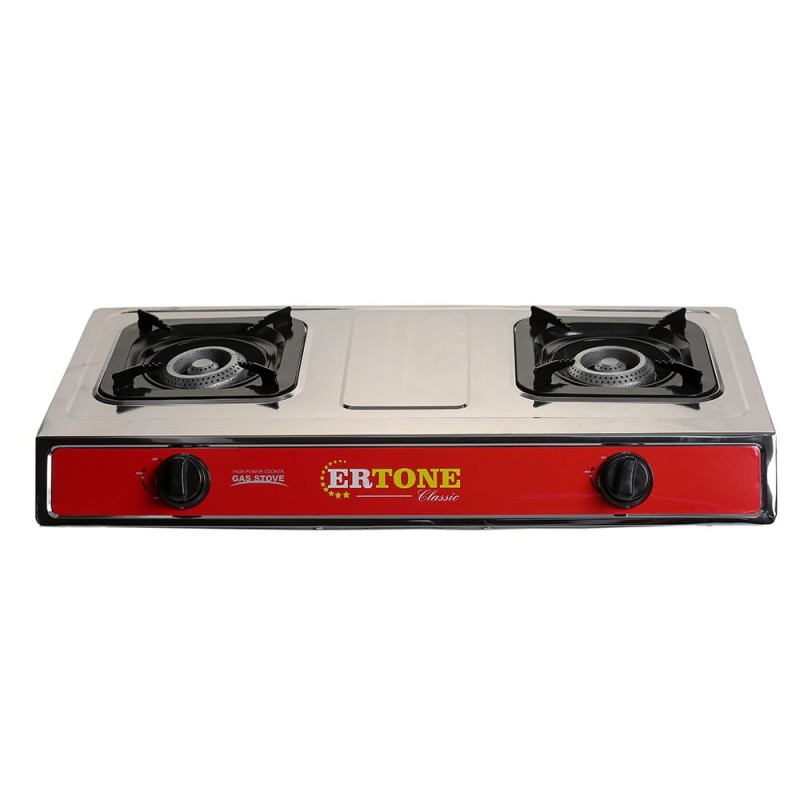 Aragaz cu 2 ochiuri Ertone MN204PRM, Aprindere piezo cu sistem de protective, GPL Butelie, Emailat, Inox