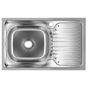 Chiuveta bucatarie pentru blat Freddo SN9002S, 76x43.5cm, anticalcar, cu preaplin, cuva stanga, Inox