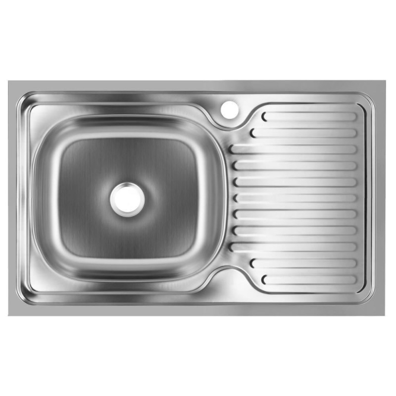 Chiuveta bucatarie pentru blat Freddo SN9002S, 76x43.5cm, anticalcar, cu preaplin, cuva stanga, Inox