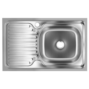 Chiuveta bucatarie pentru blat Freddo SN9002D, 76x43.5cm, anticalcar, cu preaplin, cuva dreapta, Inox