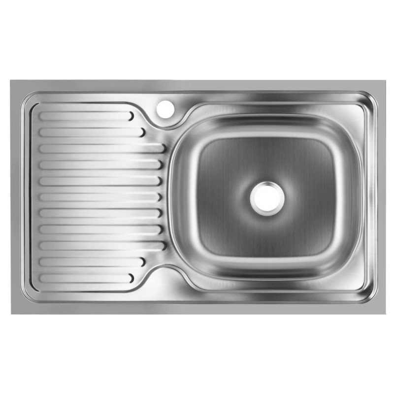 Chiuveta bucatarie pentru blat Freddo SN9002D, 76x43.5cm, anticalcar, cu preaplin, cuva dreapta, Inox