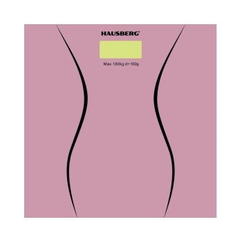 Cantar corporal HAUSBERG HB-6003RZ, 180kg, baterie cu litiu 3v, 30x30cm, Roz