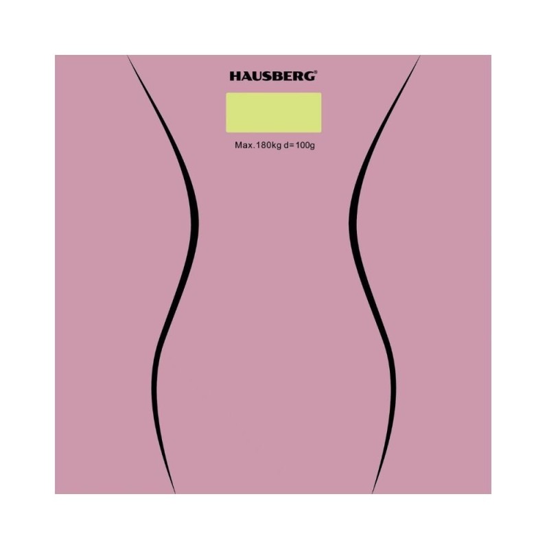 Cantar corporal HAUSBERG HB-6003RZ, 180kg, baterie cu litiu 3v, 30x30cm, Roz