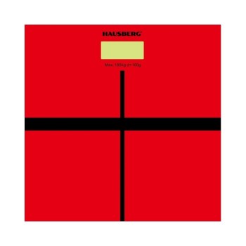 Cantar corporal HAUSBERG HB-6003RS, 180kg, baterie cu litiu 3v, 30x30cm, Rosu