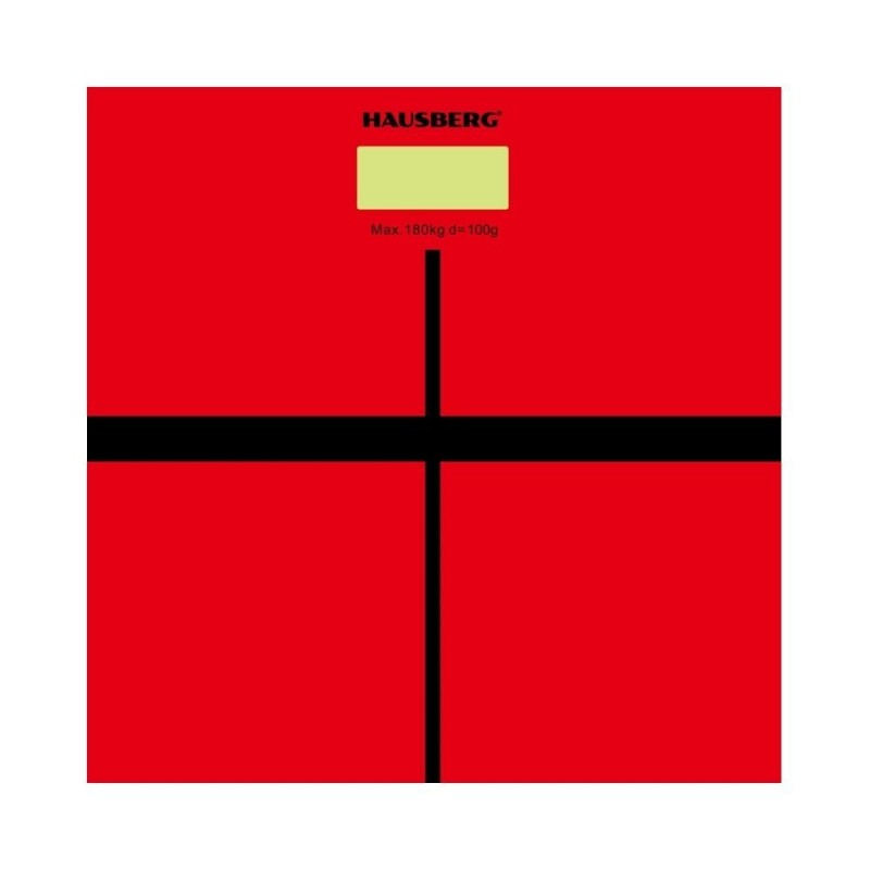 Cantar corporal HAUSBERG HB-6003RS, 180kg, baterie cu litiu 3v, 30x30cm, Rosu