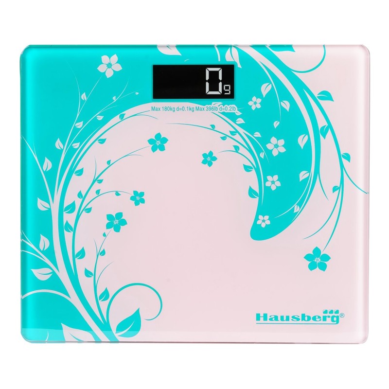 Cantar corporal HAUSBERG HB-6003BL, 180kg, baterie cu litiu 3v, 30x30cm, Bleu