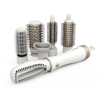 Perie pentru par Hausberg HB-19 cu 6 accesorii, 1000W, 360 C, Alb/Auriu