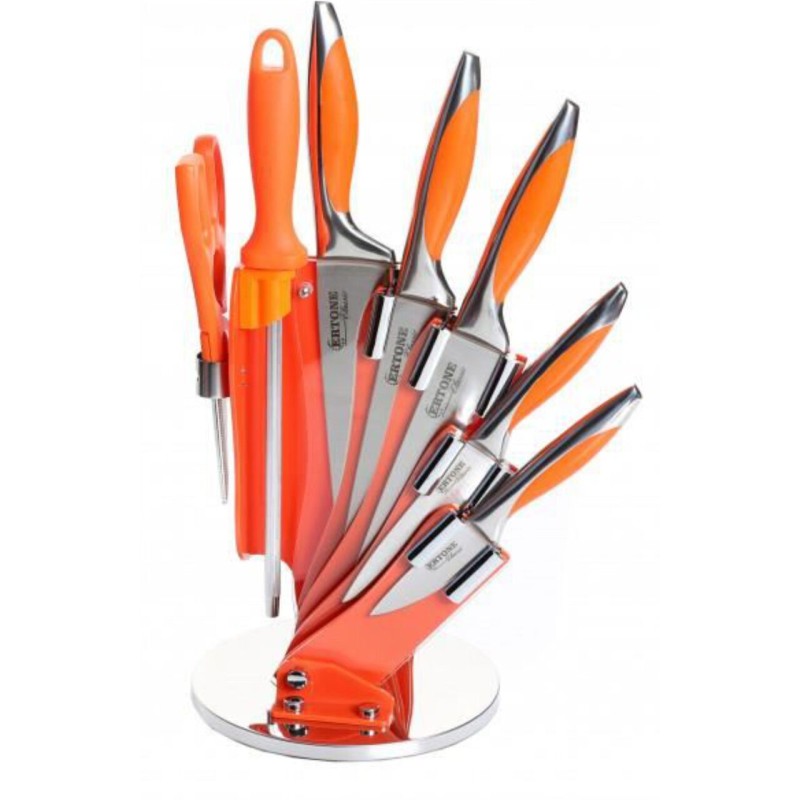 Set cutite colorate cu suport MN112, silicon colorat, lama din inox