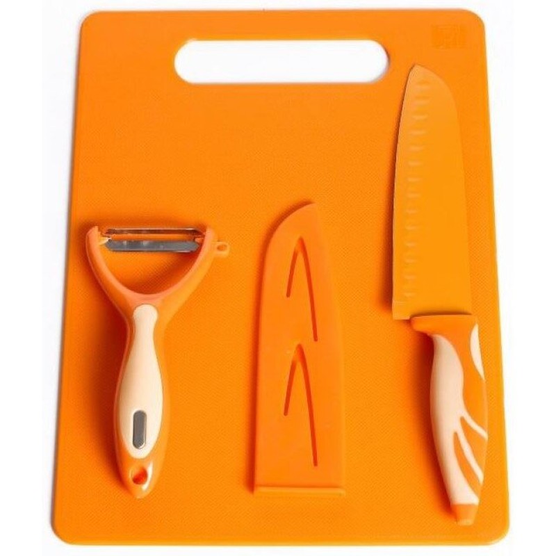 Set Cutite Colorate 4 Piese, Ertone ERT-MN104PO, cutite inox, Portocaliu