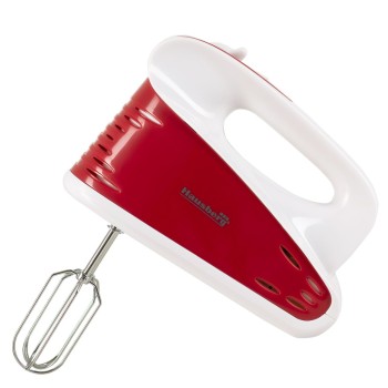 Mixer de mana profesional HAUSBERG HB-4118RS, 250W, 5 viteze + Turbo, Design ergonomic, accesorii incluse, Rosu
