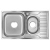 Chiuveta bucatarie Freddo SN9023S, 2 cuve, anticalcar, pentru blat 78x49 cm, cuva stanga, Inox