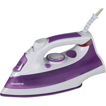Fier de calcat Hausberg HB-7807MV, talpa ceramica, jet de abur 12g/min, abur pe verticala 25g/min, sistem antipicurare, sistem autocuratare, 2200W, Mov