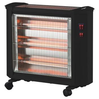 Radiator electric quartz Hausberg HB-8800, 1600W, 4 tuburi quartz, 4 trepte putere, protectie impotriva rasturnarii, Negru