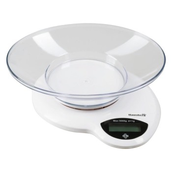 Cantar de bucatarie Hausberg HB-6015AB, 3kg, cu Bol din Plasic, Alb