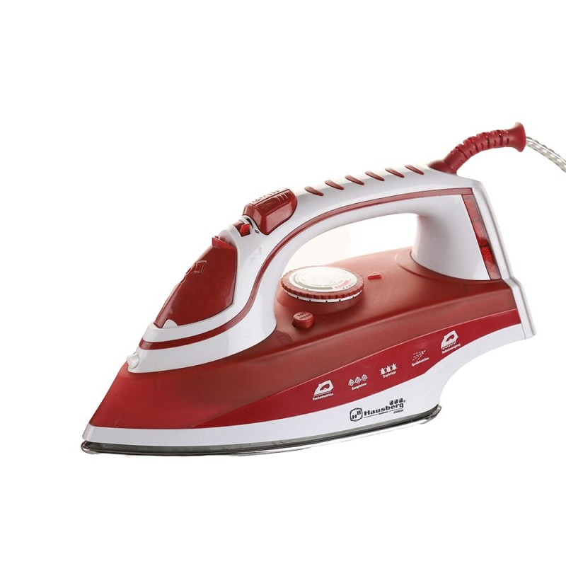 Fier de calcat Hausberg HB-7831RS, 2200W, Talpa inox, Functie Spray, Rezervor apa 400ml, Rosu