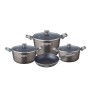 Set oale 7 piese HAUSBERG HB-H760GR GRI, acoperire antiaderenta, maner bachelita, 2.5L - 7.7L