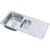 Chiuveta inox Freddo SN9011S, 2 cuve stanga, finisaj anticalcar, scurgere Q90, dimensiune 100 x 50 cm, adancime 18 cm