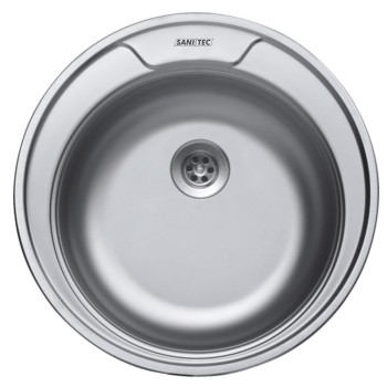 Chiuveta bucatarie Sanitec C401, pentru blat, diametru 49 cm, rotunda, Inox
